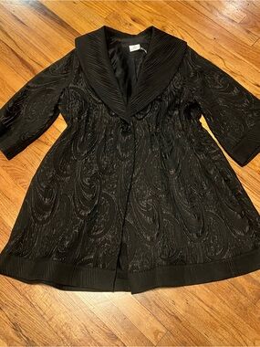 Women's Black Textured Shawl Collar Jacket